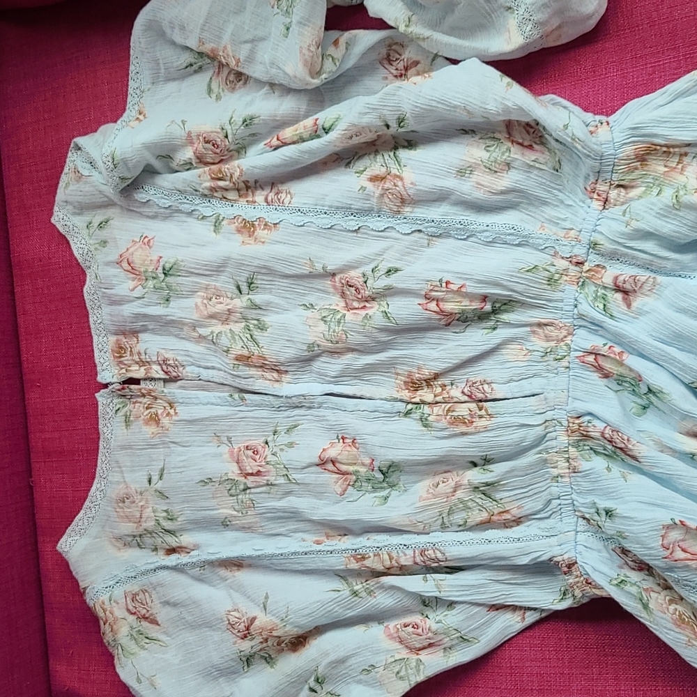 Loveshackfancy noelle floral cotton mini dress, peri XS - Picture 11 of 15